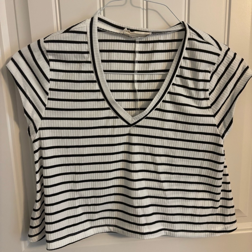 Striped V-Neck Women's Crop Top